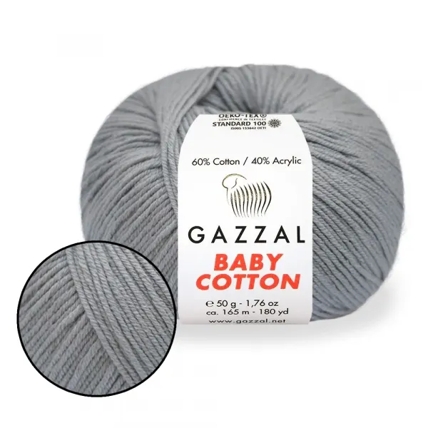 Gazzal Cotton Baby, Сірий №3430 – купити | Candy Yarn