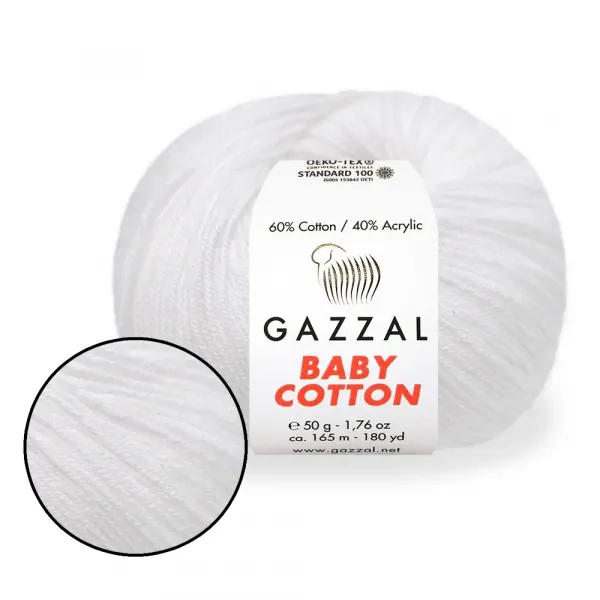 Gazzal Cotton Baby, Білий №3432 – купити | Candy Yarn