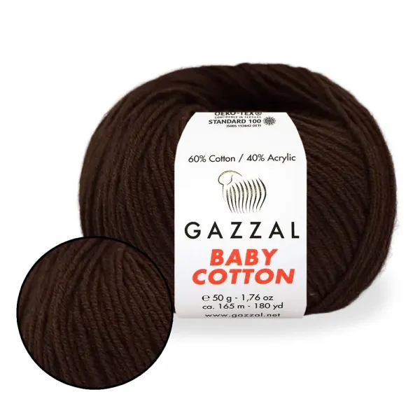 Gazzal Cotton Baby, Шоколад №3436 – купити | Candy Yarn
