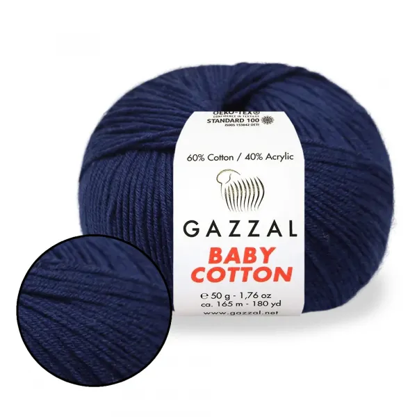 Gazzal Baby Cotton, Темно-синий №3438 – купить | Candy Yarn