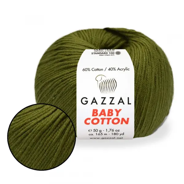 Gazzal Baby Cotton, Хаки №3463 – купить | Candy Yarn