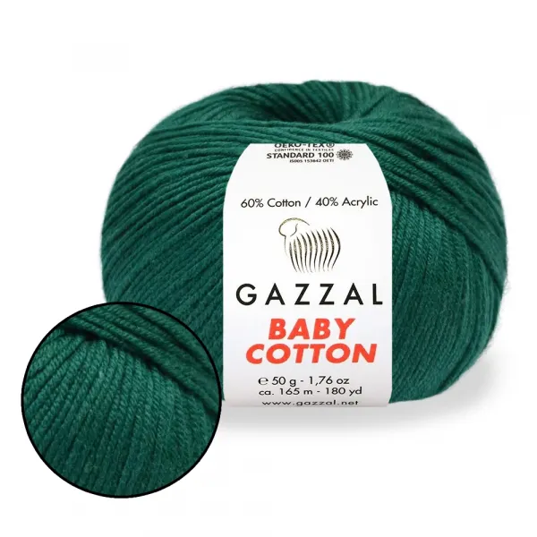 Gazzal Baby Cotton, Изумруд №3467 – купить | Candy Yarn
