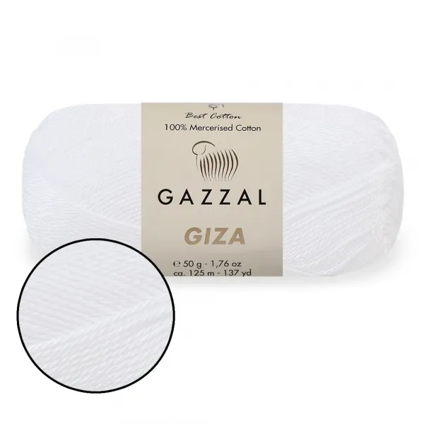 Gazzal Giza, Белый №2450 – купить | Candy Yarn