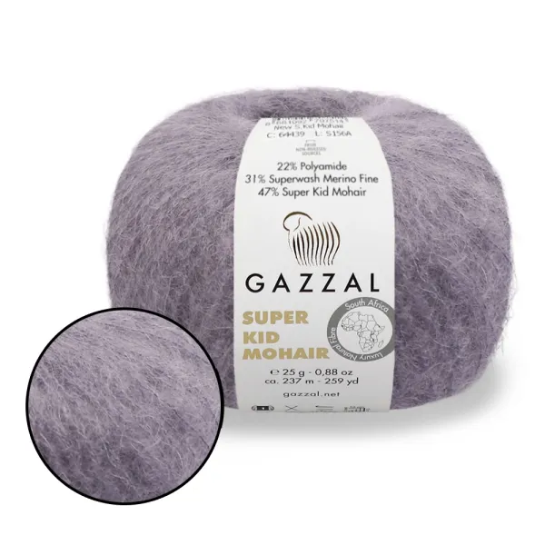 Gazzal Super Kid Mohair, Дымчатый №64411, пряжа для свитера паутинка из мохера – купить | Candy Yarn