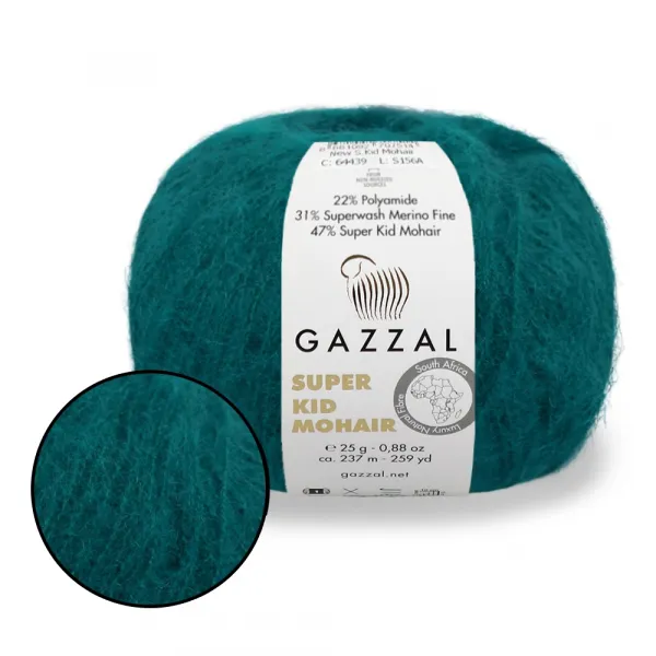Gazzal Super Kid Mohair, Сосновый бор №64418, пряжа для паутинки из мохера – купить | Candy Yarn