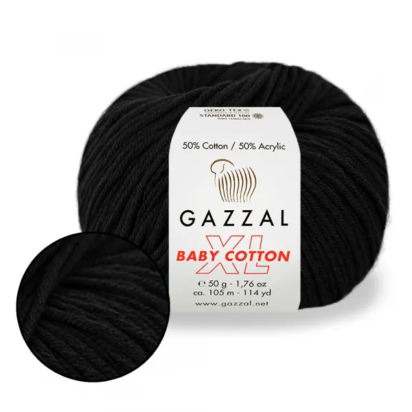 Gazzal Cotton Baby XL, Чорний №3433 – купити | Candy Yarn