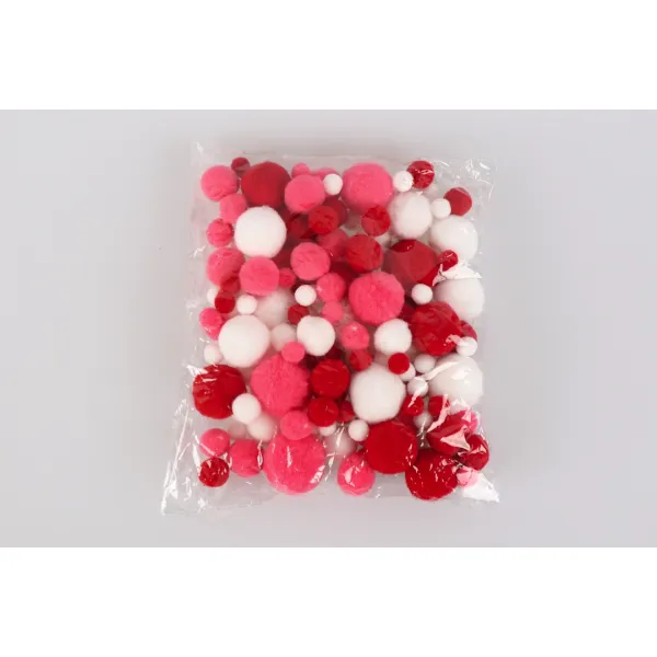 Набор помпонов для творчества, 130 шт, красные, ассорти – купить | Candy Yarn