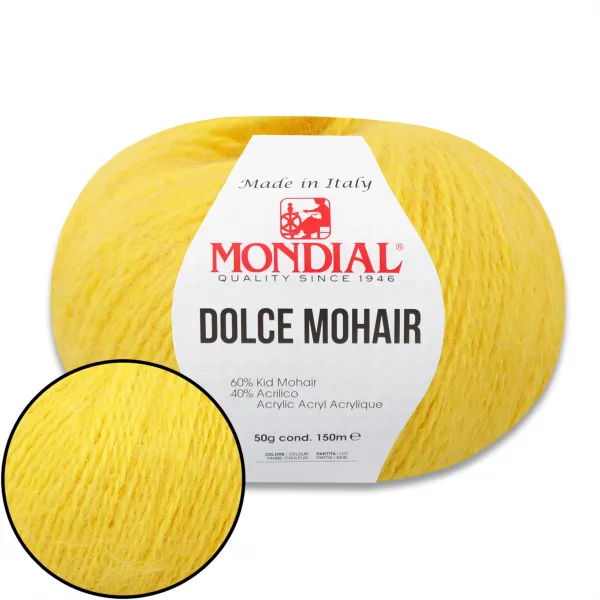 Mondial Dolce Mohair, Желтый №608 – купить | Candy Yarn