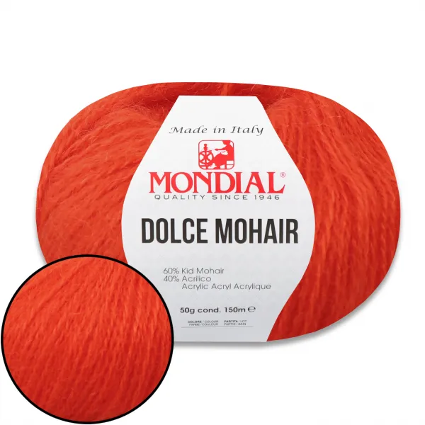 Mondial Dolce Mohair, Сицилійський апельсин №612 – купити | Candy Yarn