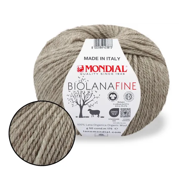 Mondial Bio Lana Fine, Тауп №343 – купить | Candy Yarn