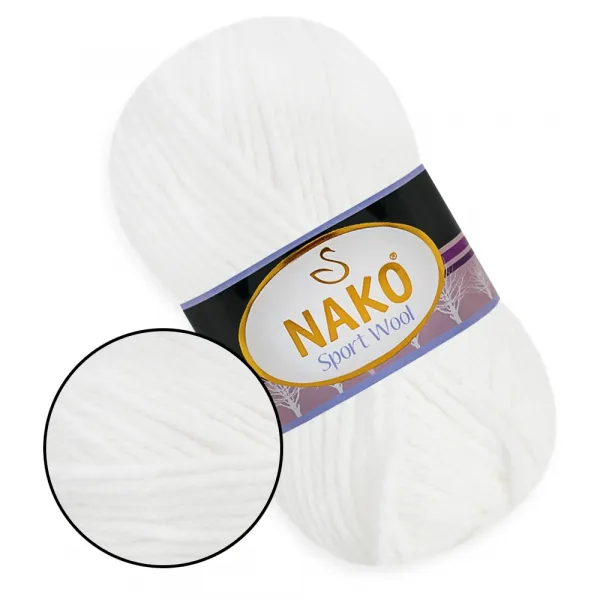Nako Sport Wool, Білий №208 – купити | Candy Yarn