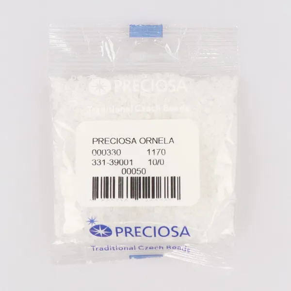 Бисер чешский Preciosa10, 50г, №141-33139/00050, прозрачный матовый, белый – купить | Candy Yarn