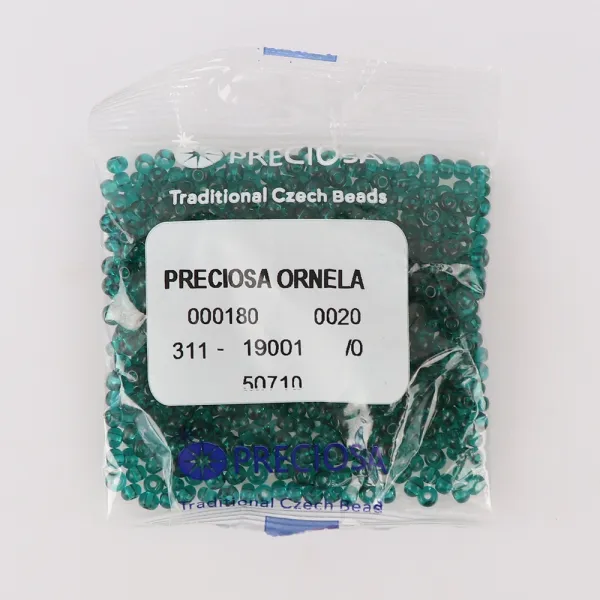 Бісер чеський Preciosa 6, 50 г, №31119/50710, прозорий, смарагдовий – купити | Candy Yarn