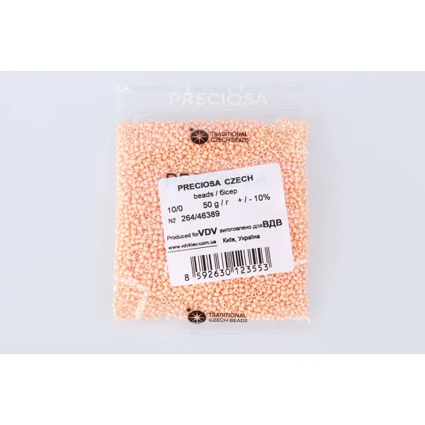 Бисер чешский Preciosa10, 50г, №264-33119/46389, жемчужный, персиковый – купить | Candy Yarn
