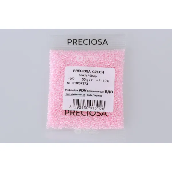 Бісер чеський Preciosa10, 50г, №518-33119/37173, алебастр, рожевий світлий – купити | Candy Yarn