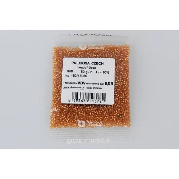 Бісер чеський Preciosa10, 50г, №182-33119/17050, прозорий зі срібною серединкою, золото – купити | Candy Yarn