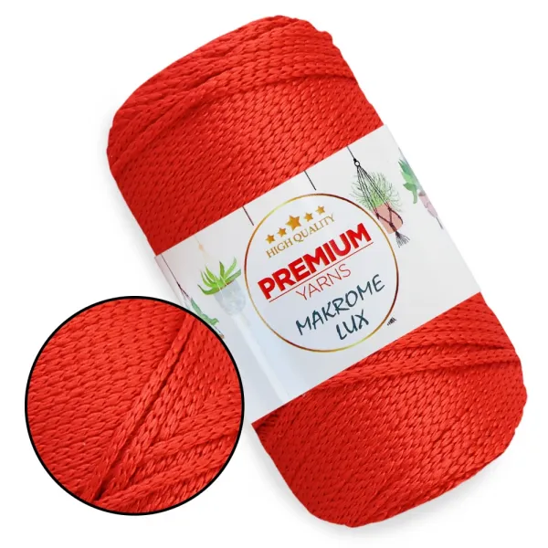 Шнур поліестеровий 2мм, Premium Yarn Makrome Lux, Червоний №819 – купити | Candy Yarn