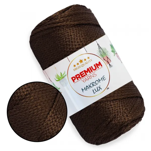 Шнур поліестеровий 2мм, Premium Yarn Makrome Lux, Темно-коричневий №834 – купити | Candy Yarn
