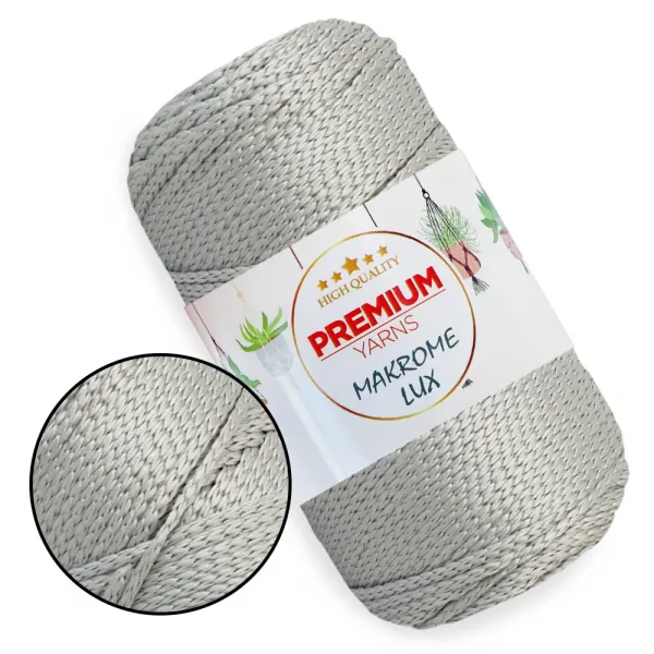Шнур поліестеровий 2мм, Premium Yarn Makrome Lux, Світло-сірий №836 – купити | Candy Yarn