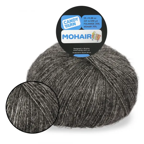 Candy-Yarn Mohair 75%, Серый меланж №49 – купить | Candy Yarn