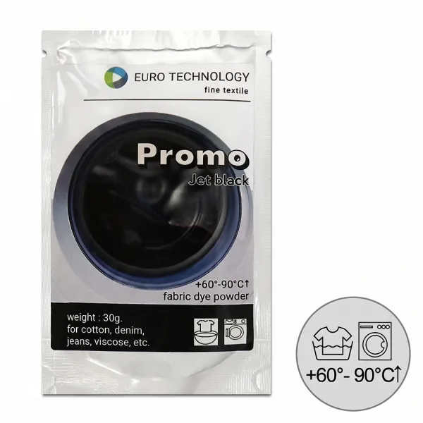 Порошкова фарба для тканини чорна Promo Jet Black 30г Фарба для одягу, текстиль | Tie-dye техніка – купити | Candy Yarn