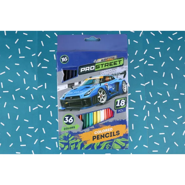 Карандаши двухцветные 18шт/36 цв Street racing, YES – купить | Candy Yarn