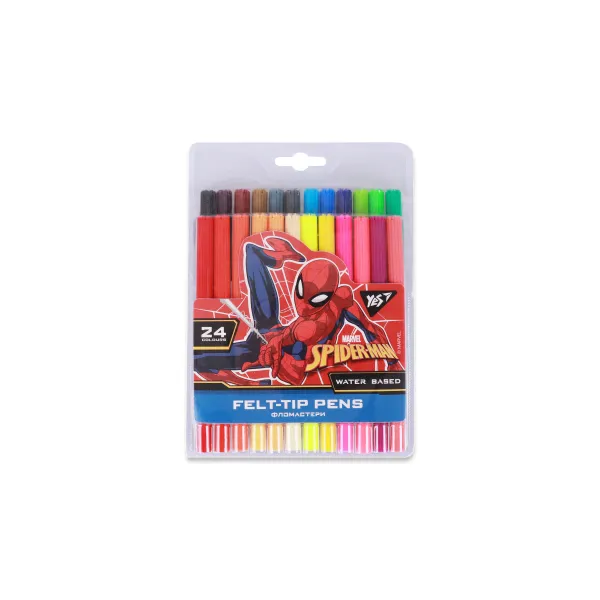 Фломастеры 24 цветов Marvel.Spiderman, YES – купить | Candy Yarn