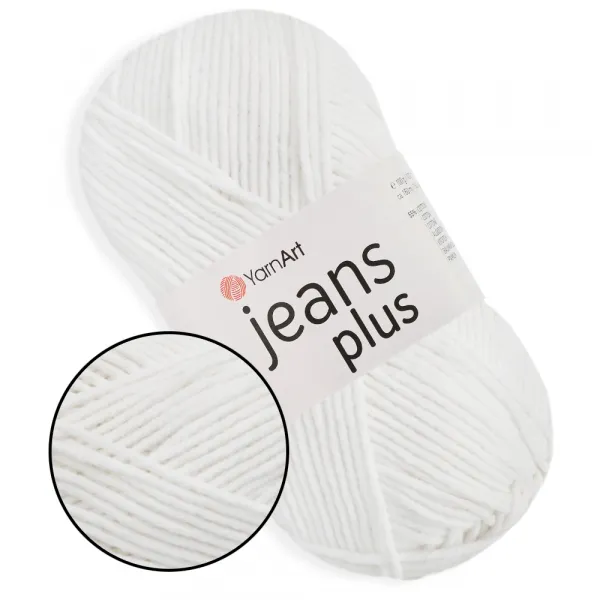 YarnArt Jeans Plus, Белый №1 – купить | Candy Yarn
