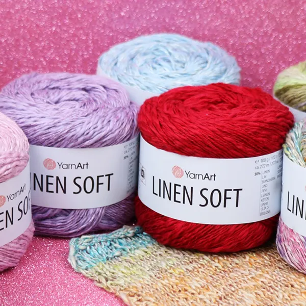 YarnArt Linen soft, Пудра №7322, пряжа лен, вискоза, хлопок – купить | Candy Yarn