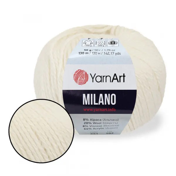 YarnArt Milano, Молоко №852 – купить | Candy Yarn