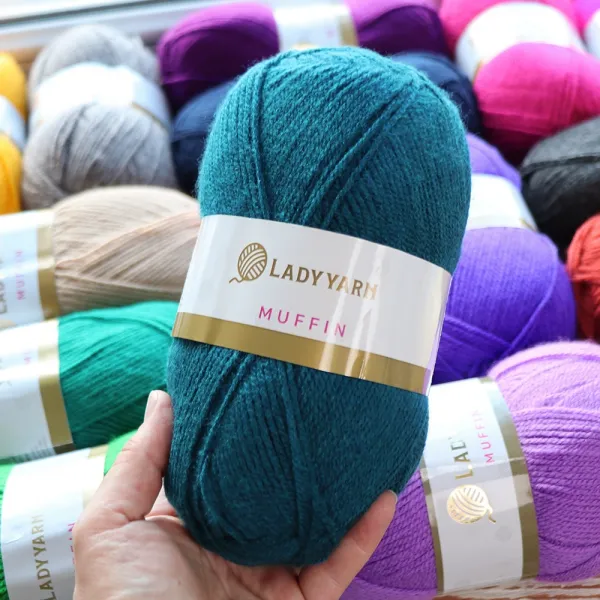 Lady Yarn Muffin, Чорний №24, пряжа для килимової вишивки – купити | Candy Yarn