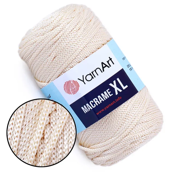 YarnArt Macrame XL, Кремовий №165, шнур поліестеровий 4мм – купити | Candy Yarn